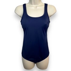 Lands’ End Women’s High Leg Soft Cup Tugless One Piece Swimsuit Navy Size 6